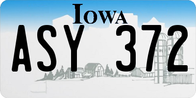 IA license plate ASY372