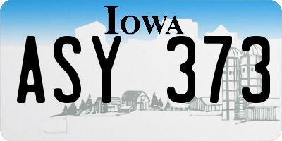 IA license plate ASY373
