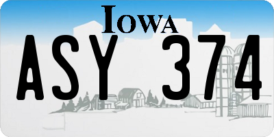 IA license plate ASY374