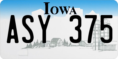 IA license plate ASY375
