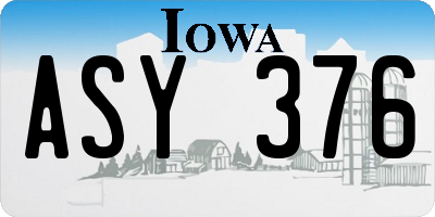 IA license plate ASY376