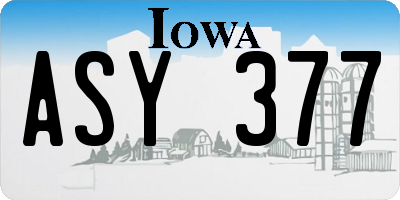 IA license plate ASY377