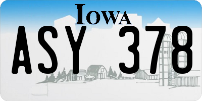 IA license plate ASY378