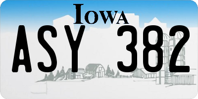 IA license plate ASY382