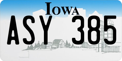 IA license plate ASY385