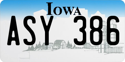 IA license plate ASY386