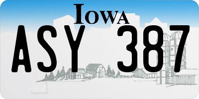IA license plate ASY387