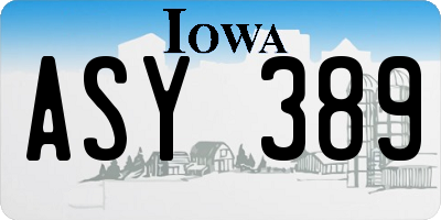 IA license plate ASY389