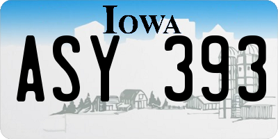 IA license plate ASY393