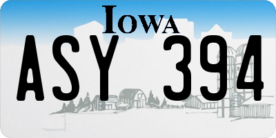 IA license plate ASY394