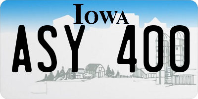 IA license plate ASY400