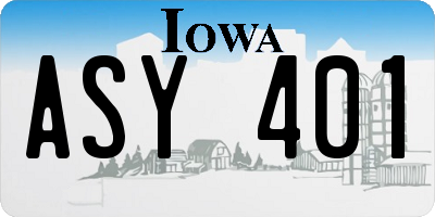 IA license plate ASY401