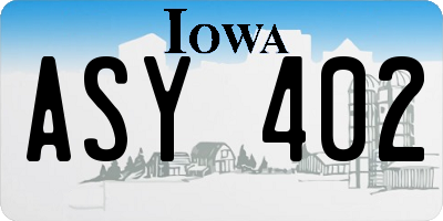 IA license plate ASY402