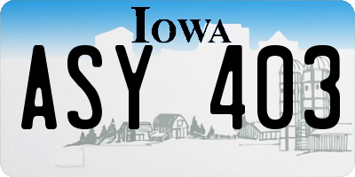 IA license plate ASY403