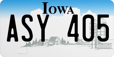 IA license plate ASY405