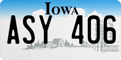 IA license plate ASY406