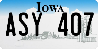 IA license plate ASY407