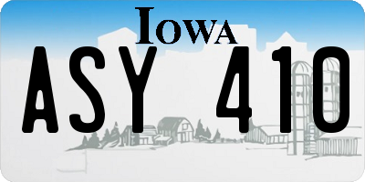 IA license plate ASY410