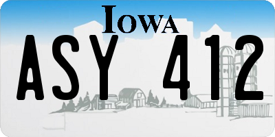 IA license plate ASY412
