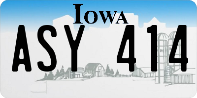 IA license plate ASY414