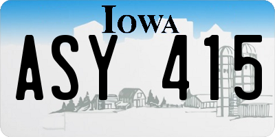 IA license plate ASY415