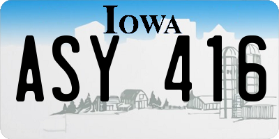 IA license plate ASY416