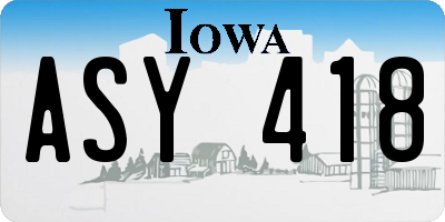IA license plate ASY418