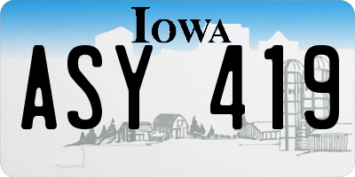 IA license plate ASY419