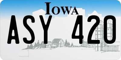 IA license plate ASY420