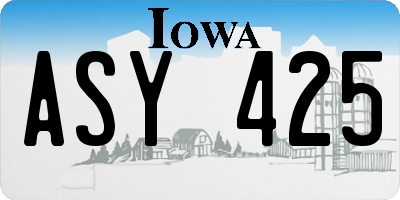 IA license plate ASY425