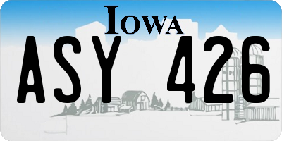 IA license plate ASY426