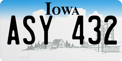 IA license plate ASY432