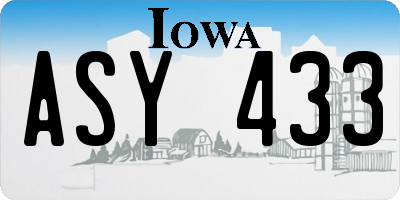 IA license plate ASY433