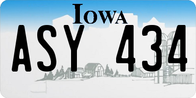 IA license plate ASY434