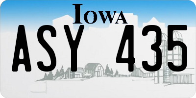 IA license plate ASY435
