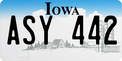 IA license plate ASY442