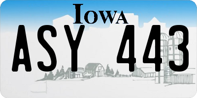 IA license plate ASY443
