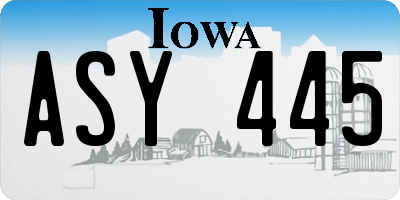 IA license plate ASY445