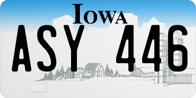 IA license plate ASY446