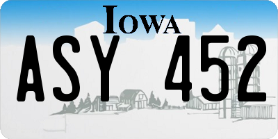 IA license plate ASY452