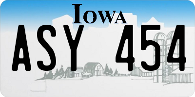 IA license plate ASY454