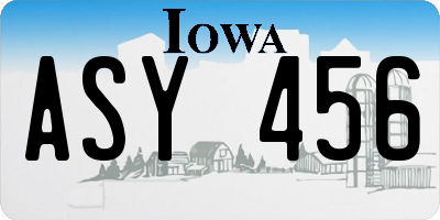 IA license plate ASY456