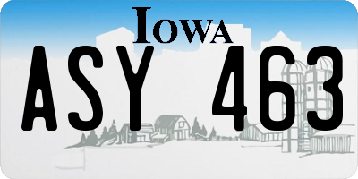 IA license plate ASY463