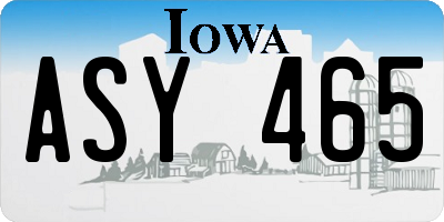 IA license plate ASY465