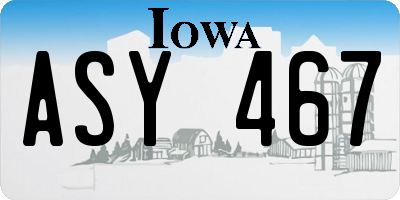 IA license plate ASY467