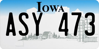 IA license plate ASY473