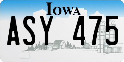 IA license plate ASY475