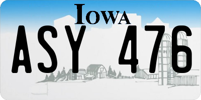 IA license plate ASY476