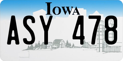 IA license plate ASY478