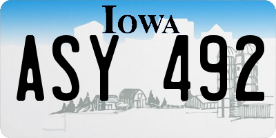 IA license plate ASY492